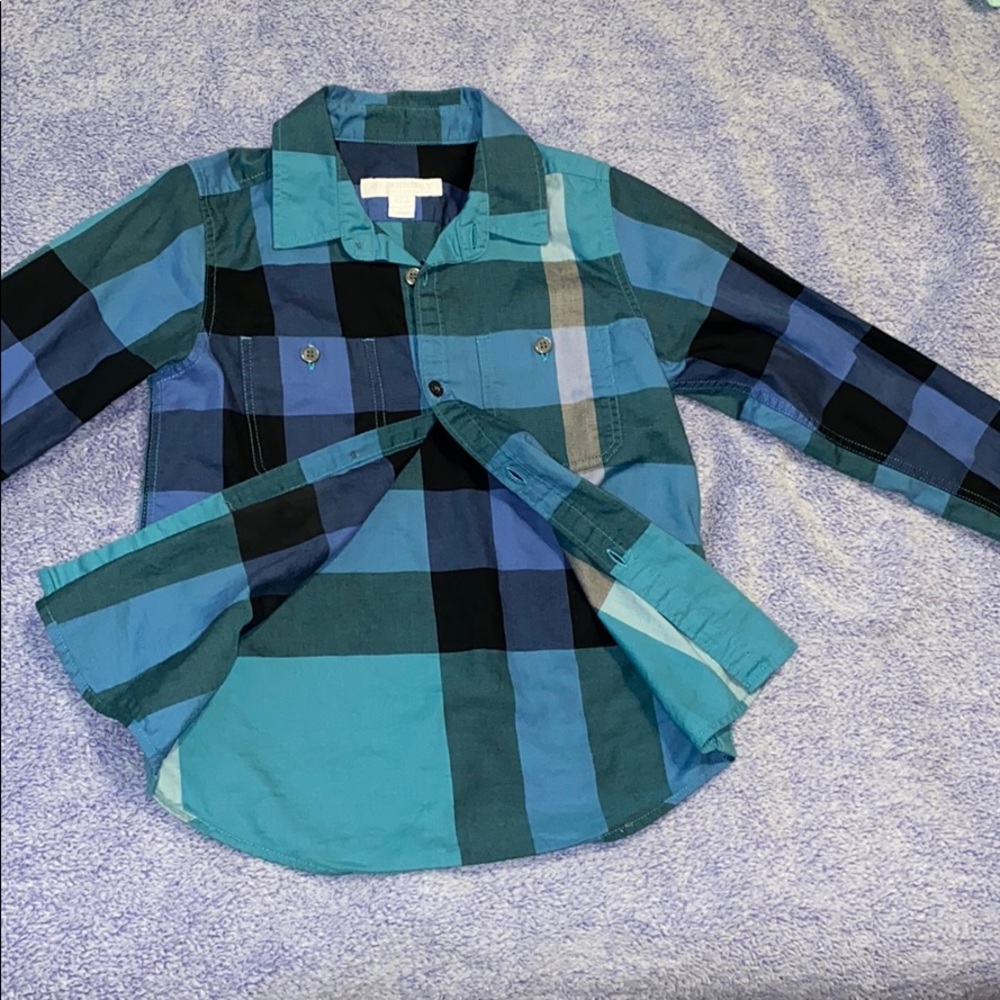 Burberry size 5y plaid long sleeve shirt